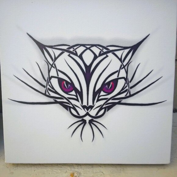 Tribal Cats (3 Panels) Original Art Giclee Canvas Wrap Prints - Picture 8 of 9